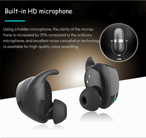 Image of True Wireless Stereo ES60 Earbuds, Bluetooth V4.2 In-Ear Headset, Noise Cancelling Earphone with Charging Case, Ergonomic Design Invisible Headphone with Mic for Running Gym Workout for iPhone Samsung