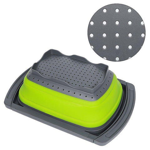 Image of Collapsible Basket Over the Sink Colander, Red and Green