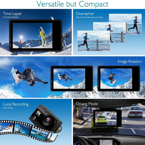 Image of YIJIAOYUN 4K Action Camera 16MP Vision 3 Underwater Waterproof Camera 170° Wide Angle