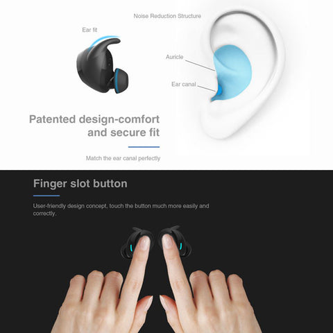 Image of True Wireless Stereo ES60 Earbuds, Bluetooth V4.2 In-Ear Headset, Noise Cancelling Earphone with Charging Case, Ergonomic Design Invisible Headphone with Mic for Running Gym Workout for iPhone Samsung