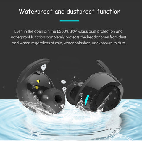 Image of True Wireless Stereo ES60 Earbuds, Bluetooth V4.2 In-Ear Headset, Noise Cancelling Earphone with Charging Case, Ergonomic Design Invisible Headphone with Mic for Running Gym Workout for iPhone Samsung