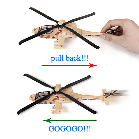 Image of LUCKJOY 11.2 inch Pull Back Military Helicopter Toy with Lights and Sounds Army Plane Airplane for Kids Children Boys Girls