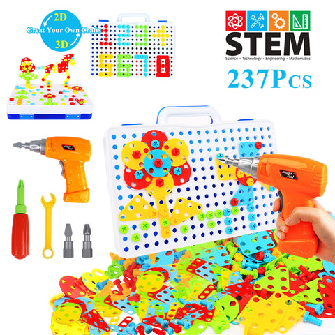 Image of LUCKJOY 237 Pieces Electric DIY Drill Educational Set