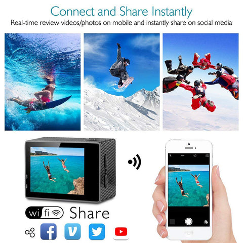Image of YIJIAOYUN 4K Action Camera 16MP Vision 3 Underwater Waterproof Camera 170° Wide Angle