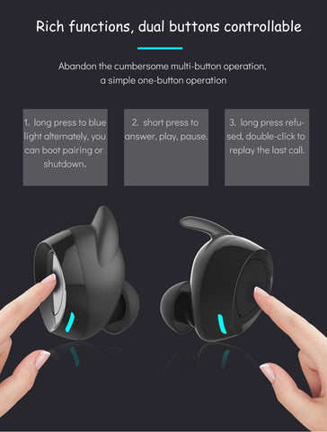 Image of True Wireless Stereo ES60 Earbuds, Bluetooth V4.2 In-Ear Headset, Noise Cancelling Earphone with Charging Case, Ergonomic Design Invisible Headphone with Mic for Running Gym Workout for iPhone Samsung