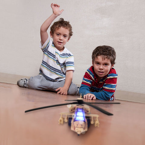 Image of LUCKJOY 11.2 inch Pull Back Military Helicopter Toy with Lights and Sounds Army Plane Airplane for Kids Children Boys Girls