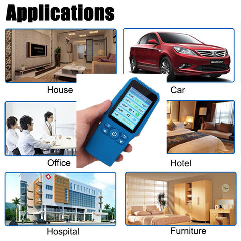 Image of Digital Formaldehyde Detector Using Electrochemical Testing Technology, Air Quality Monitor with Accurate TEMP/HUM/HCHO/TVOC/AQI Test Charged by USB
