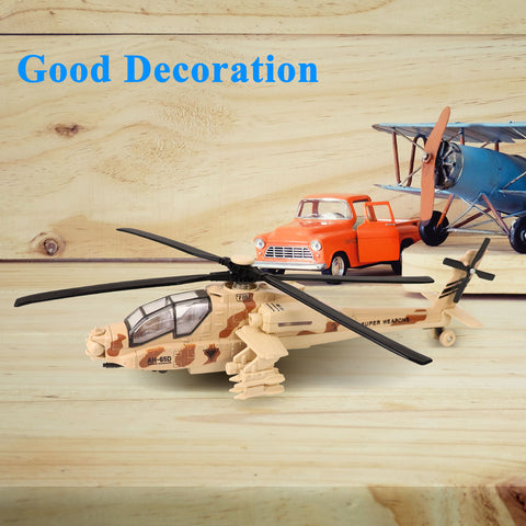 Image of LUCKJOY 11.2 inch Pull Back Military Helicopter Toy with Lights and Sounds Army Plane Airplane for Kids Children Boys Girls