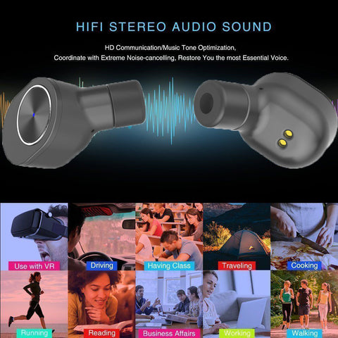 Image of True Wireless Stereo GW10 Earbuds, Bluetooth V4.2 In-Ear Headset, Noise Cancelling Earphone with Charging Case, Invisible Headphone with Mic for Running Gym Workout for iPhone Samsung