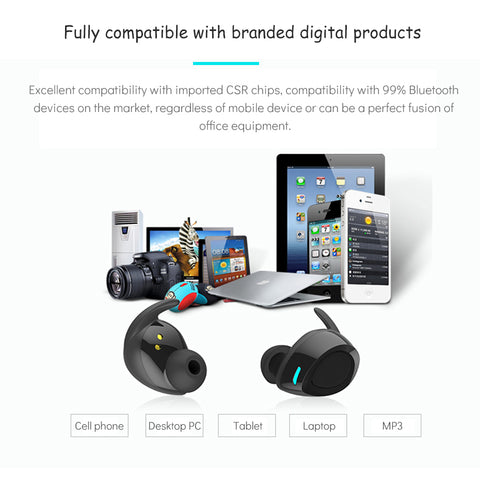 Image of True Wireless Stereo ES60 Earbuds, Bluetooth V4.2 In-Ear Headset, Noise Cancelling Earphone with Charging Case, Ergonomic Design Invisible Headphone with Mic for Running Gym Workout for iPhone Samsung