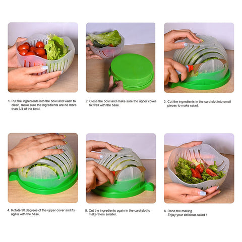Image of YIJIAOYUN Upgraded Salad Cutter Bowl, Green