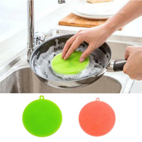 Image of YIJIAOYUN Silicone Multi-Purpose Scrubber Sponge, Mildew-Free