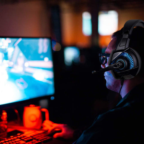 Image of K6 Stereo Gaming Headset for Laptop Mac Nintendo Switch Games, Over Ear 3.5mm Headphone with Mic, LED Light, Noise Cancelling Bass Surround, Soft Memory Earmuffs for PS4, PC, Xbox One Controller