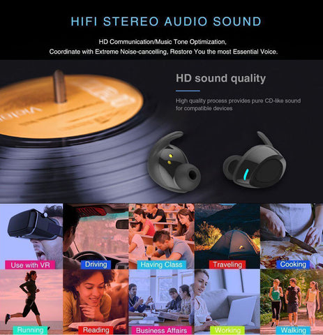 Image of True Wireless Stereo ES60 Earbuds, Bluetooth V4.2 In-Ear Headset, Noise Cancelling Earphone with Charging Case, Ergonomic Design Invisible Headphone with Mic for Running Gym Workout for iPhone Samsung