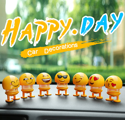 Image of 8 Pcs Cute Emoji Bobble Head Dolls for Car Dashboard Ornaments, Party Favors, Gifts, Home Decorations
