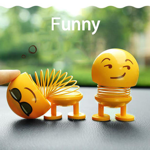 Image of 8 Pcs Cute Emoji Bobble Head Dolls for Car Dashboard Ornaments, Party Favors, Gifts, Home Decorations