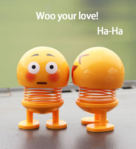 Image of 8 Pcs Cute Emoji Bobble Head Dolls for Car Dashboard Ornaments, Party Favors, Gifts, Home Decorations