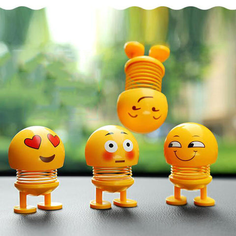 Image of 8 Pcs Cute Emoji Bobble Head Dolls for Car Dashboard Ornaments, Party Favors, Gifts, Home Decorations