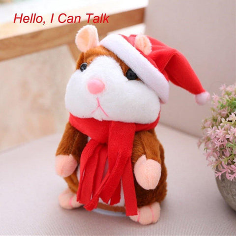 Image of Electronic Talking Hamster with Christmas Hat & Scarf