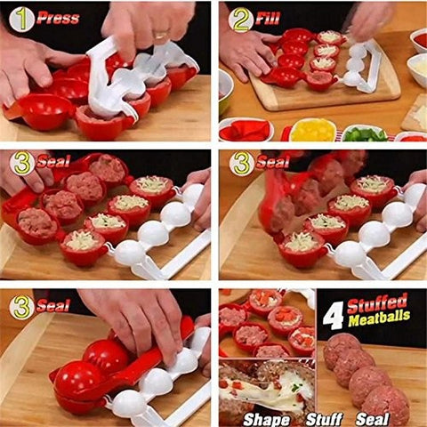 Image of YIJIAOYUN  Easy Meatballs Maker, Red and White