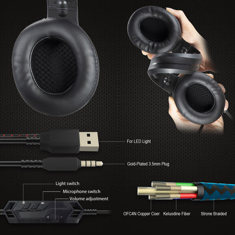 Image of YIJIAOYUN Stereo Wired Over Ear Gaming Headset K9 for Xbox One,PS4, Laptop Mac Nintendo Switch
