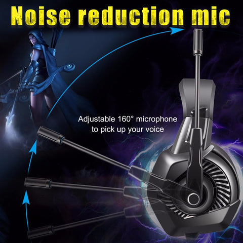 Image of K6 Stereo Gaming Headset for Laptop Mac Nintendo Switch Games, Over Ear 3.5mm Headphone with Mic, LED Light, Noise Cancelling Bass Surround, Soft Memory Earmuffs for PS4, PC, Xbox One Controller