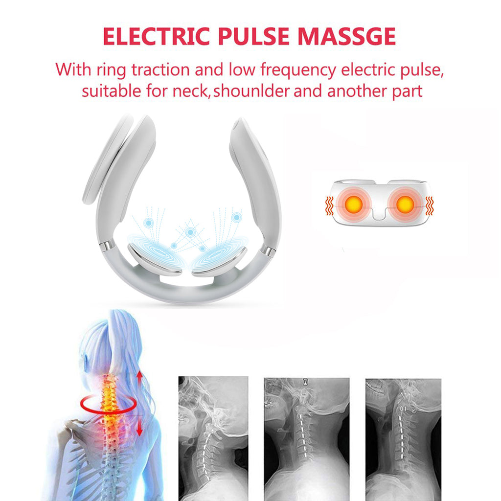 Smart Electric Neck Massager Neck Shoulders Massage Vibration Hot Compress  Voice Massager For Muscle Relieve Vertebra Vertetis