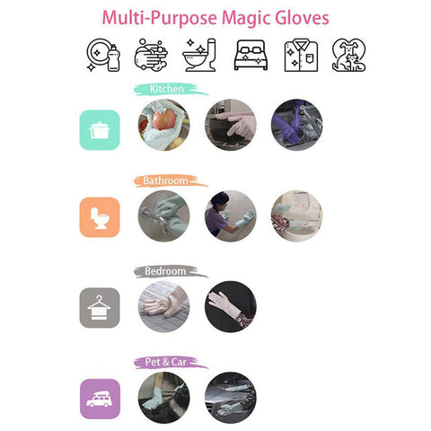 Image of Magic Silicone Gloves with Wash Scrubbe for Multipurpose - Kitchen, Bed Room, Bathroom, Pet Care, Hair Care