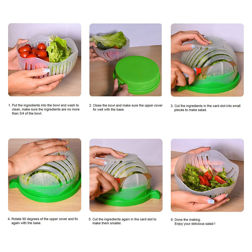 YIJIAOYUN Upgraded Salad Cutter Bowl, Green