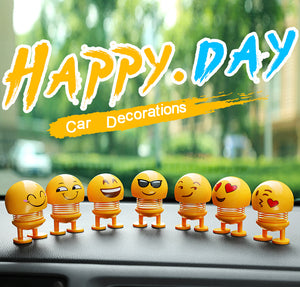 8 Pcs Cute Emoji Bobble Head Dolls for Car Dashboard Ornaments, Party Favors, Gifts, Home Decorations