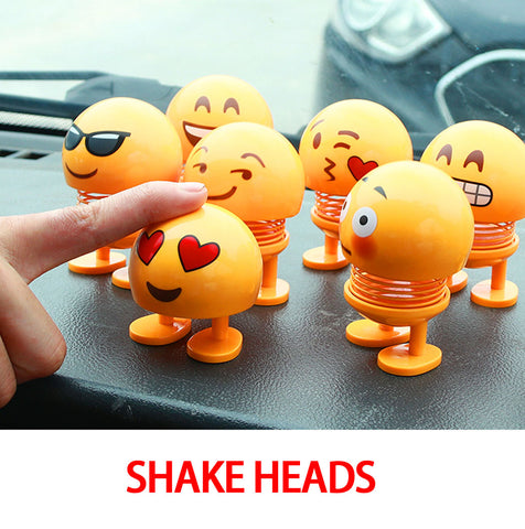 Image of 8 Pcs Cute Emoji Bobble Head Dolls for Car Dashboard Ornaments, Party Favors, Gifts, Home Decorations