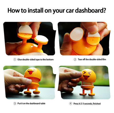 Image of 8 Pcs Cute Emoji Bobble Head Dolls for Car Dashboard Ornaments, Party Favors, Gifts, Home Decorations