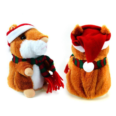 Image of Electronic Talking Hamster with Christmas Hat & Scarf