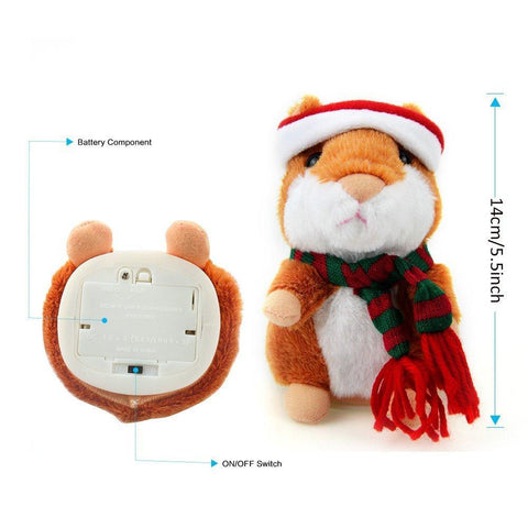 Image of Electronic Talking Hamster with Christmas Hat & Scarf