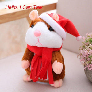 Electronic Talking Hamster with Christmas Hat & Scarf
